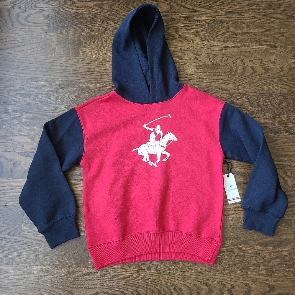 New Beverly Hills Polo Club Boys Red and Blue Hoodie Sz.L